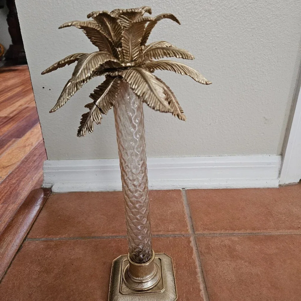 NWT JAY STRONGWATER FLORA & FAUNA PALM TREE ENAMEL CRYSTAL CANDLE HOLDER OBJET